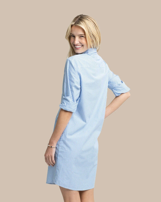 Cam Stripe Poplin Dress - Blue Fin | Southern Tide Women