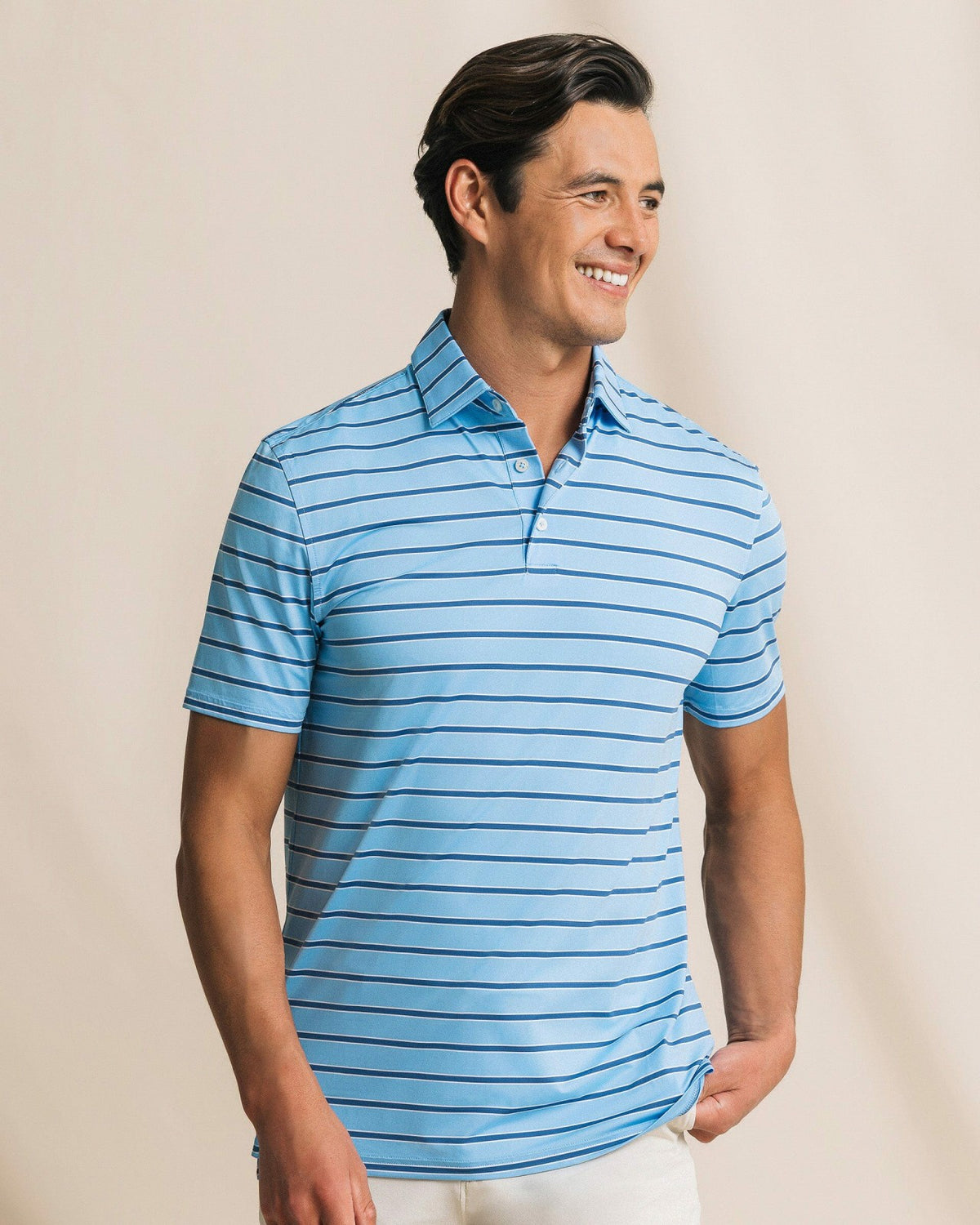Moonlight Bay Stripe Performance Polo | Southern Tide Men