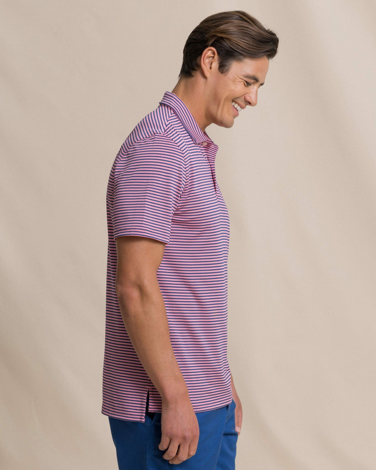 Oceanfront Stripe Pique Performance Polo | Southern Tide Men