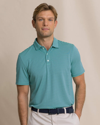 Oceanfront Stripe Pique Performance Polo | Southern Tide Men