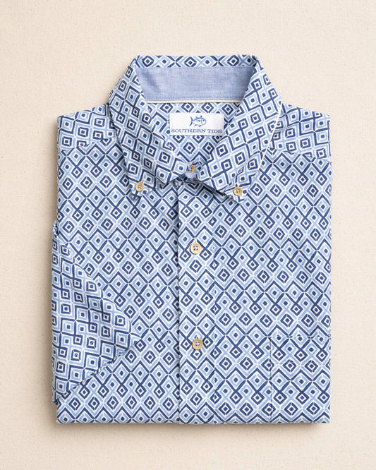 Marine Mirage Linen Rayon Short Sleeve Shirt | Southern Tide Men