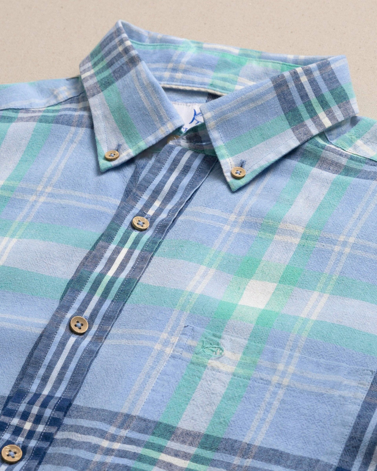 Cedar Island Plaid Linen Rayon Sport Shirt | Southern Tide Men