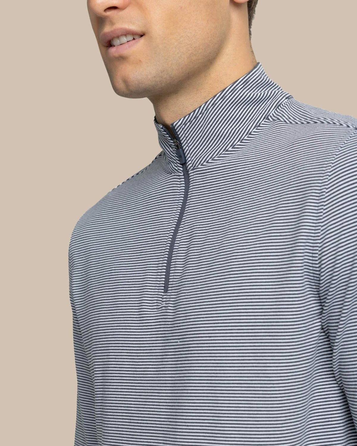 Cruiser Micro-Stripe Heather Quarter Zip | Southern Tide Men