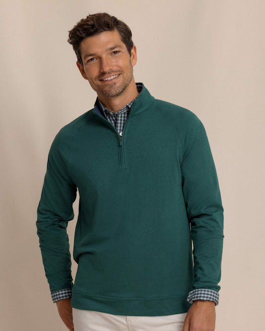Cruiser Heather Quarter Zip Pullover - Green | Southern Tide Men