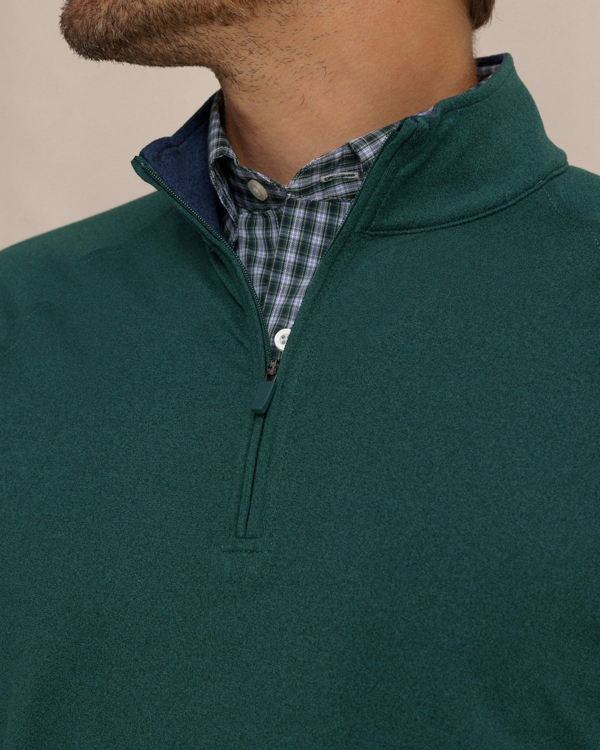 Cruiser Heather Quarter Zip Pullover - Green | Southern Tide Men
