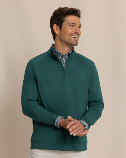 Cruiser Heather Quarter Zip Pullover - Green | Southern Tide Men