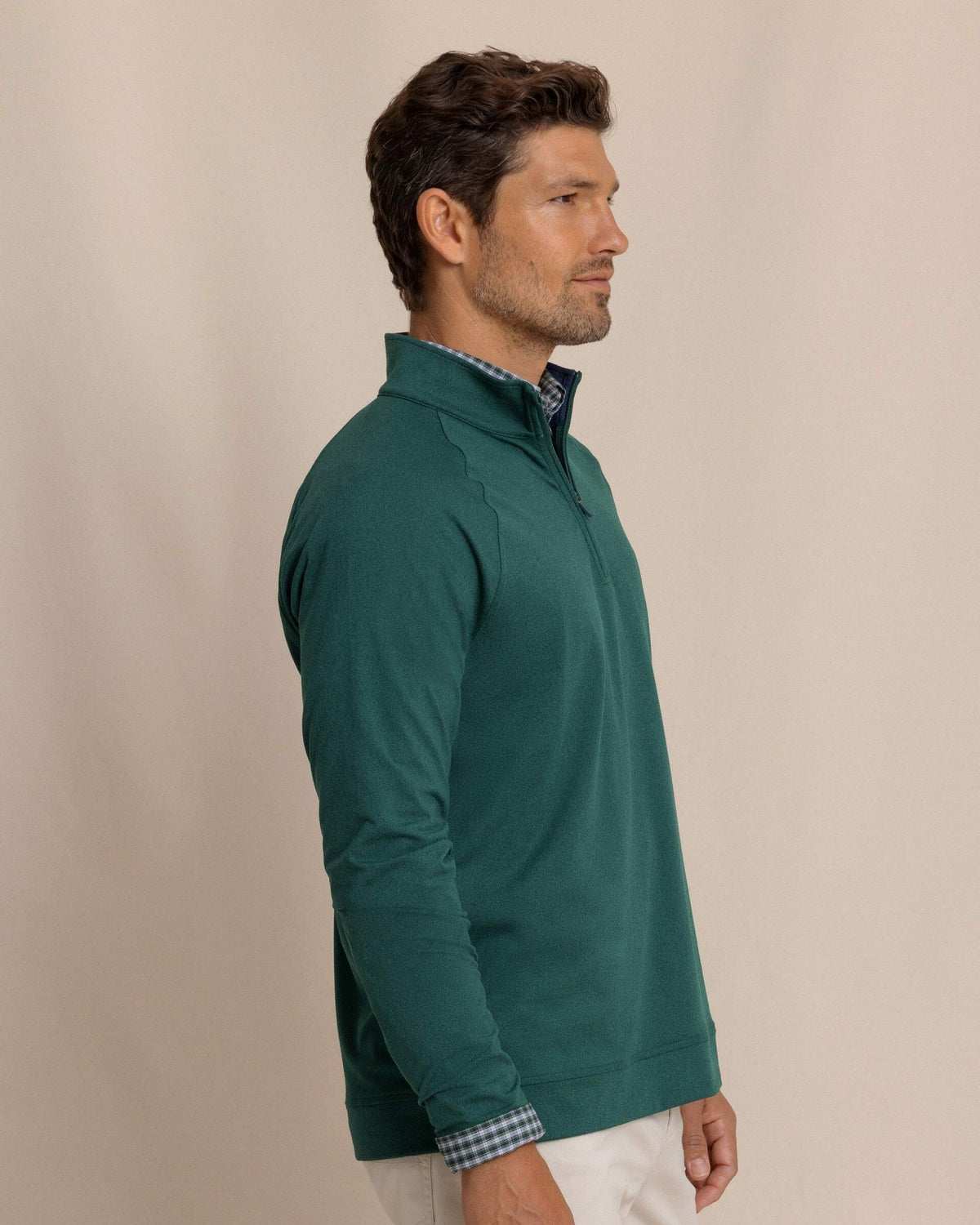 Cruiser Heather Quarter Zip Pullover - Green | Southern Tide Men