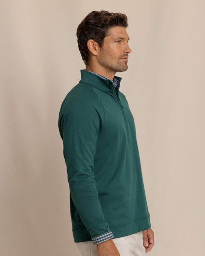 Cruiser Heather Quarter Zip Pullover - Green | Southern Tide Men