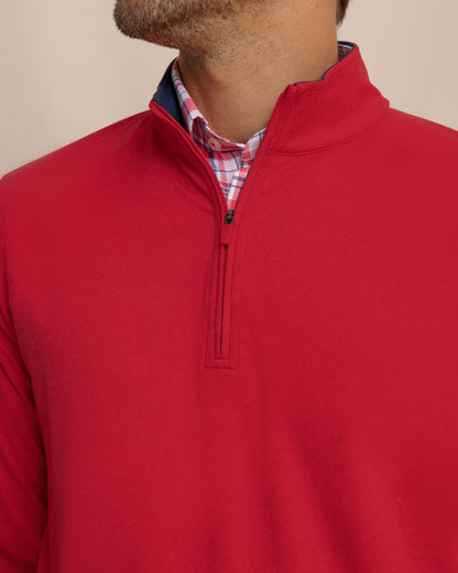 Cruiser Heather Quarter Zip Pullover - Crab Red | Southern Tide Men