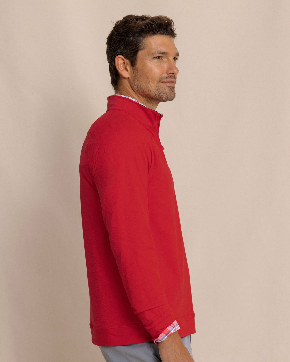 Cruiser Heather Quarter Zip Pullover - Crab Red | Southern Tide Men