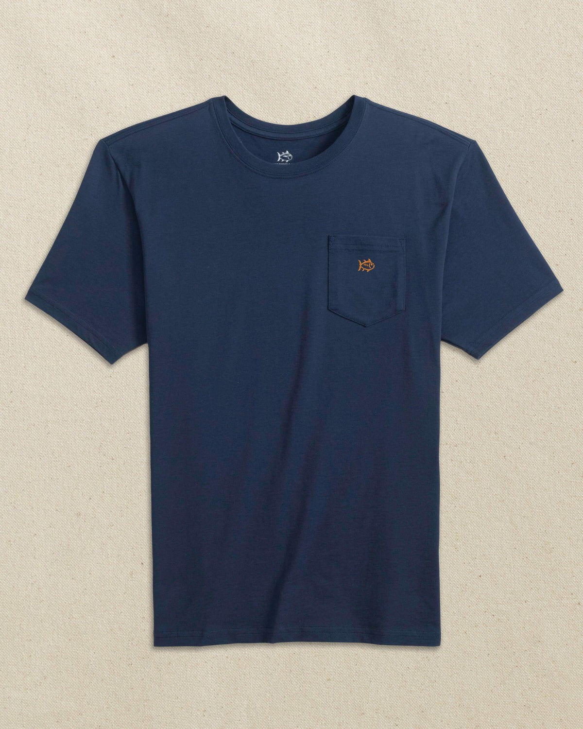 Embroidered Skipjack T-Shirt - Navy & Orange | Southern Tide Men