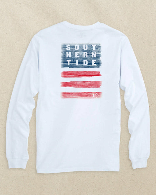 Americana Wooden Flag Long Sleeve T-Shirt | Southern Tide Men