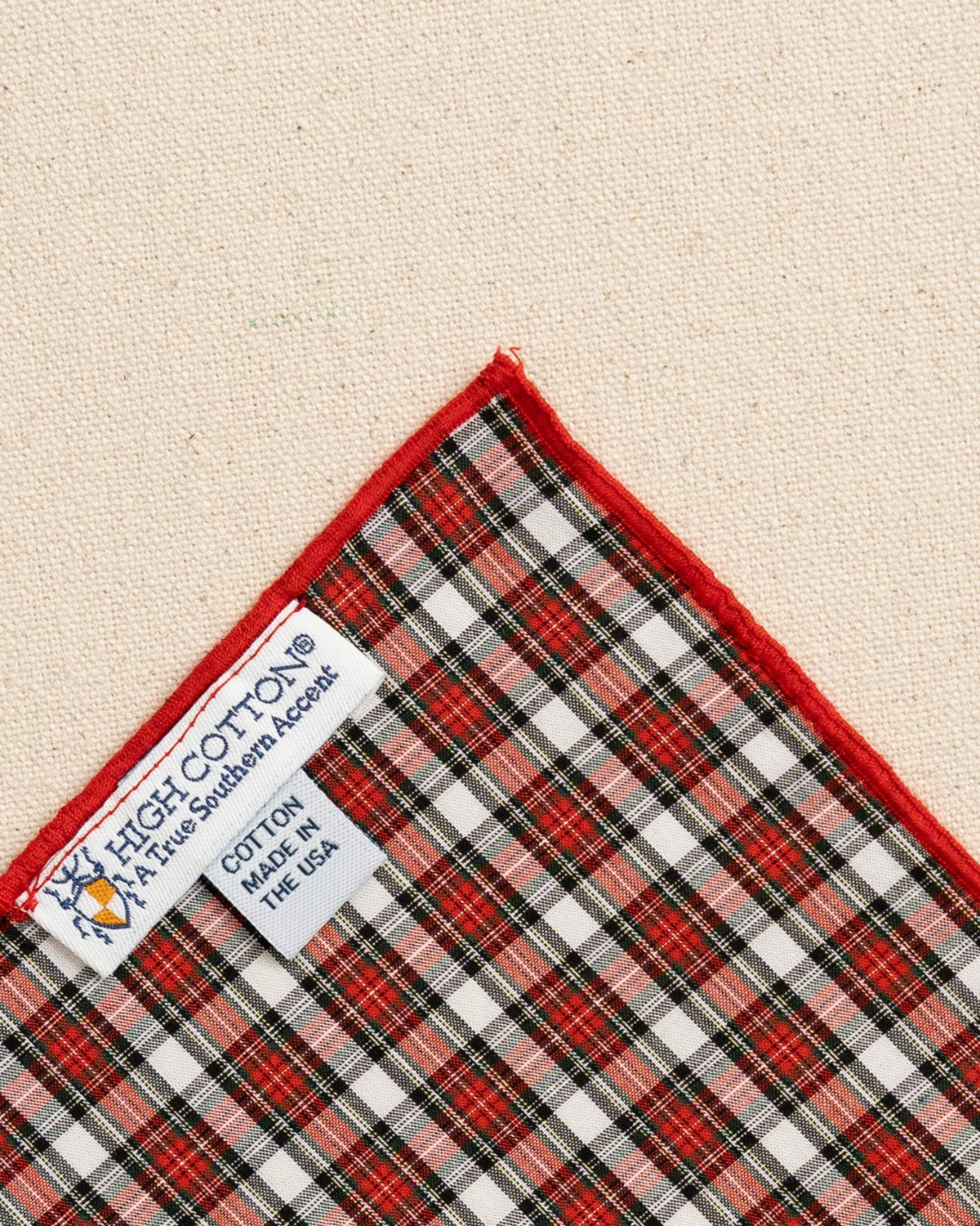 Peppermint Plaid Cotton Pocket Square | Southern Tide Men