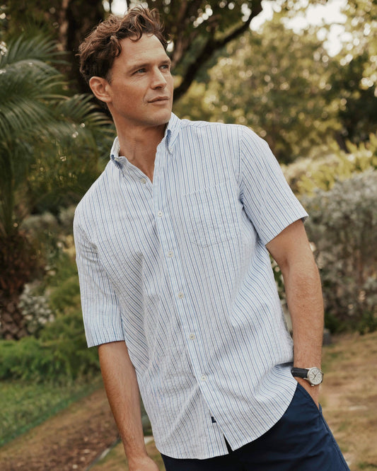 Marina Seersucker Short Sleeve Sport Shirt | Southern Tide Men|Sale