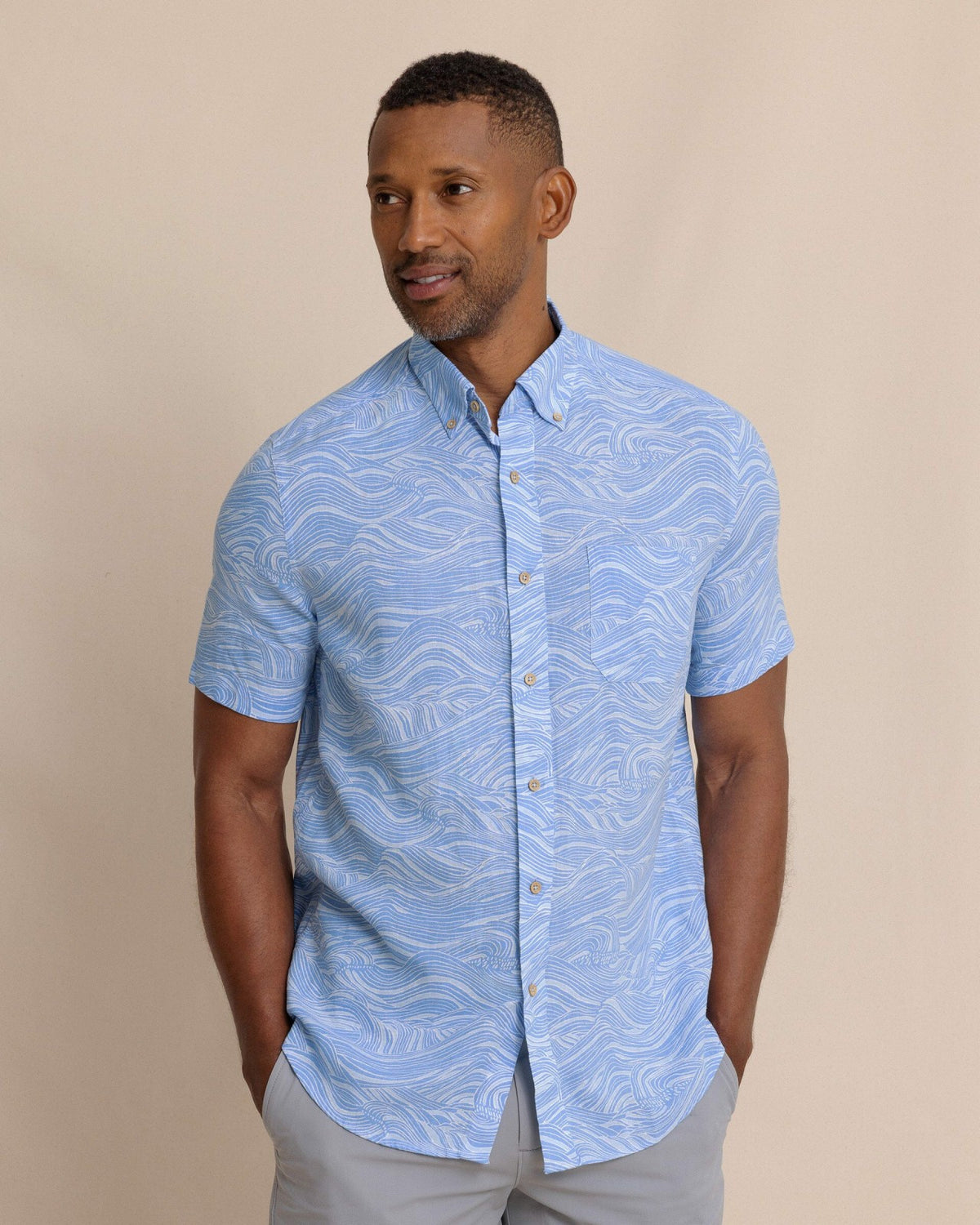 Rolling Waves Short Sleeve Sport Shirt | Southern Tide Men|Sale