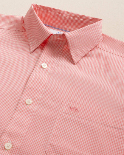 Charleston Parkwood Micro-Gingham Shirt - Coral | Southern Tide Men|Sale