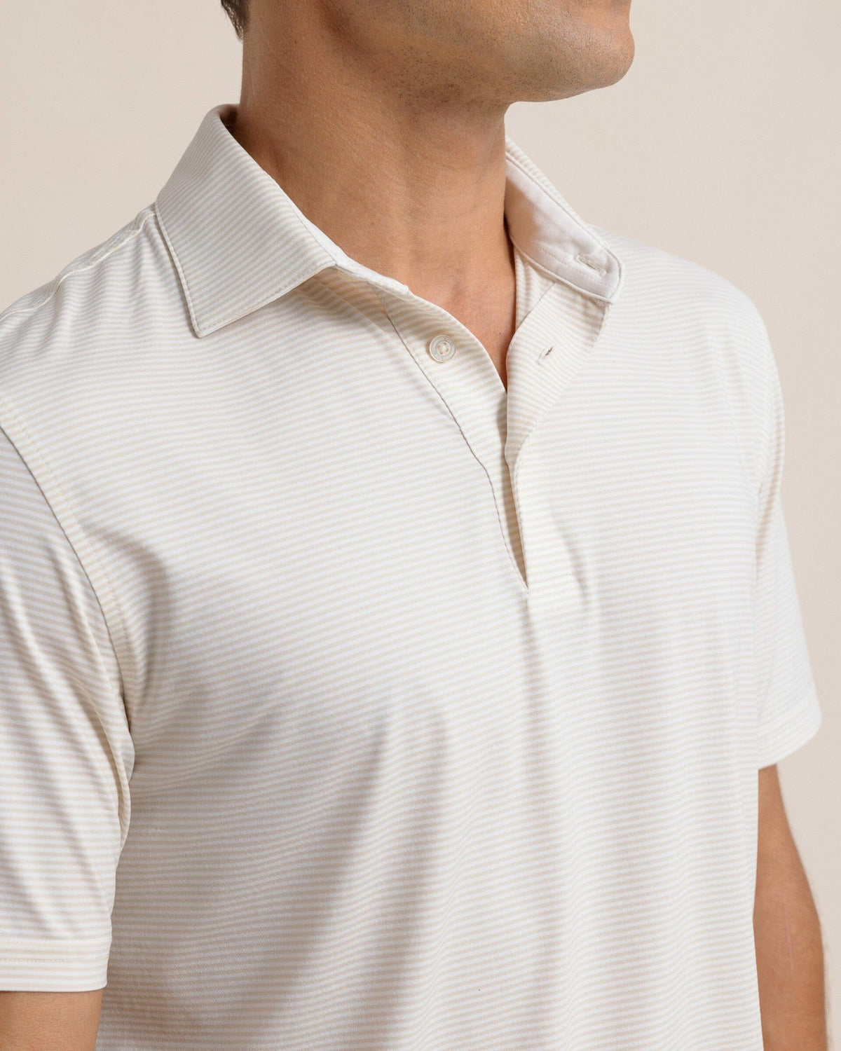 brrr°®-eeze Meadowbrook Stripe Polo - Sand White | Southern Tide Men|Sale