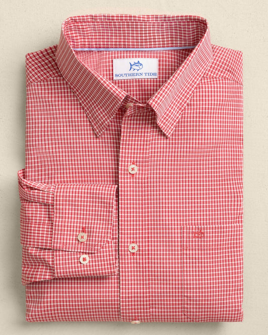 Crofton Plaid Charleston Sport Shirt - Red | Southern Tide Men|Sale