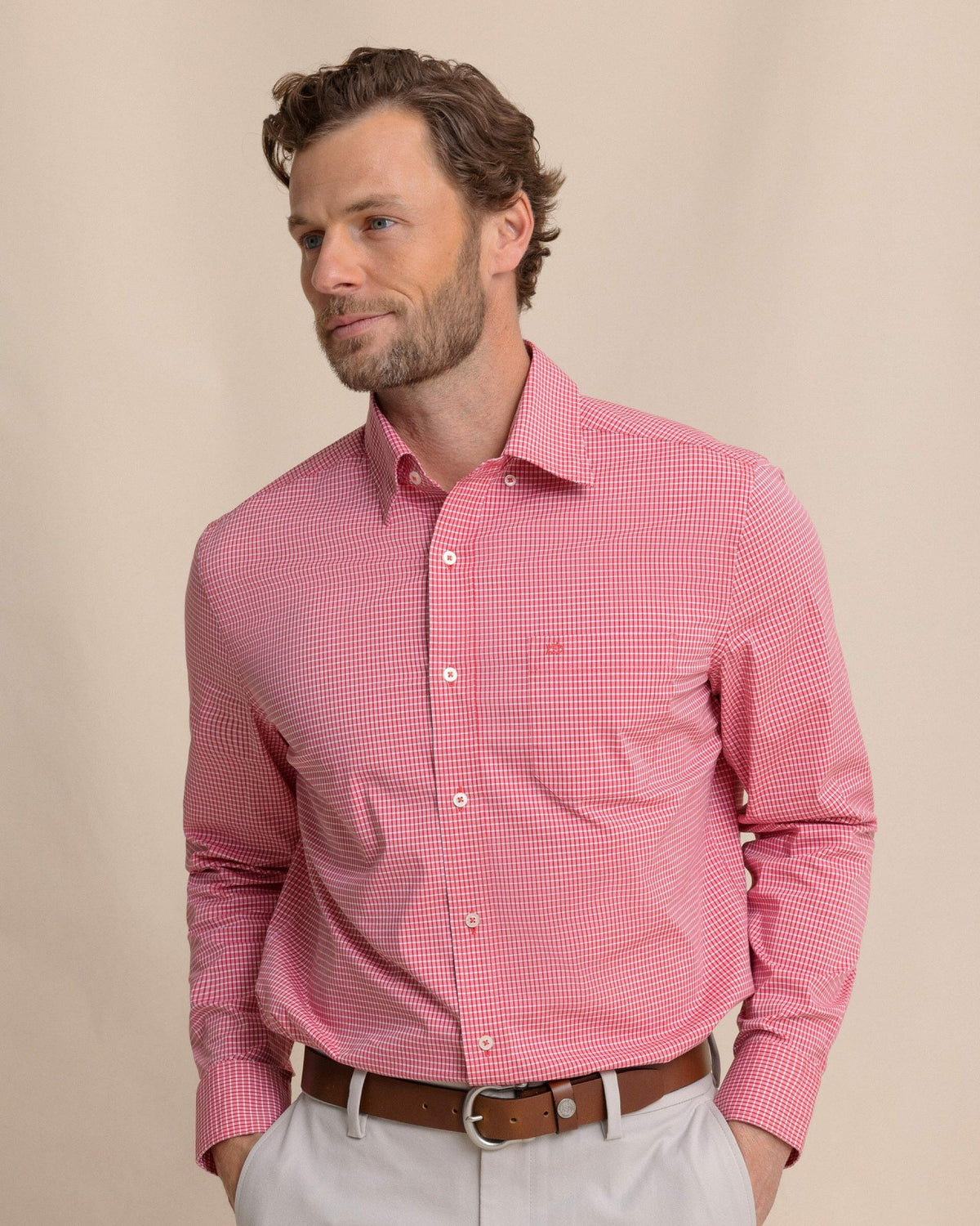 Crofton Plaid Charleston Sport Shirt - Red | Southern Tide Men|Sale