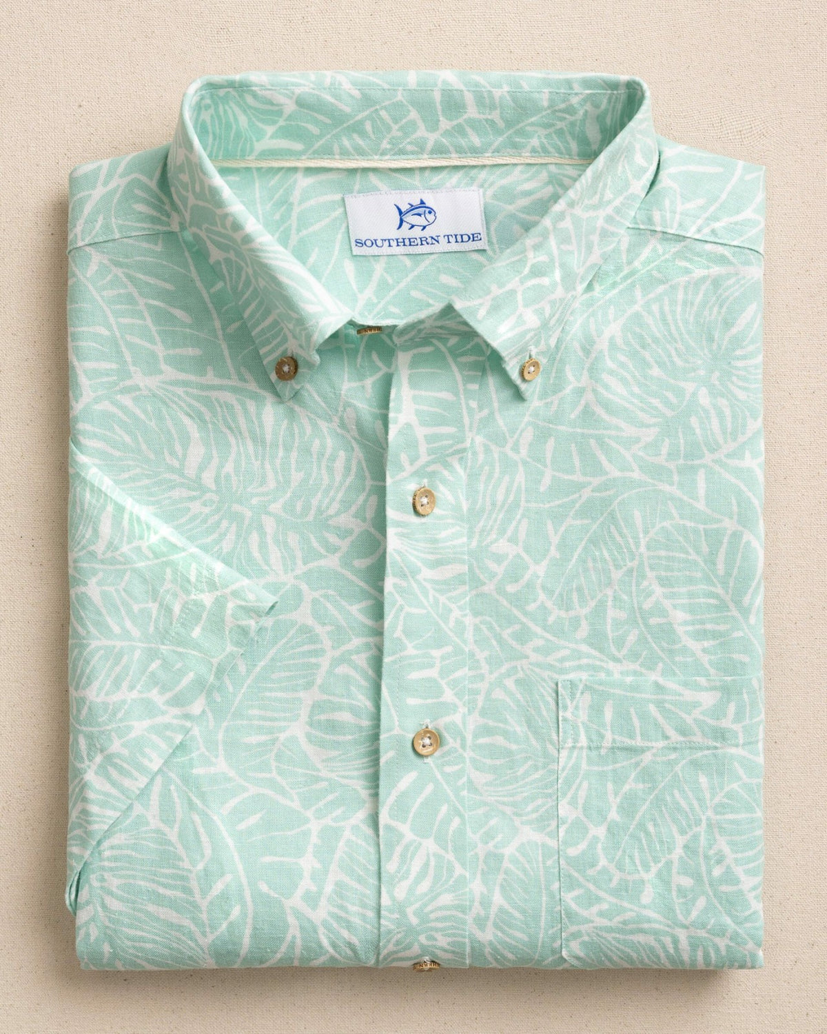 Beach Palms Linen Rayon Short Sleeve Sport Shirt | Southern Tide Men|Sale