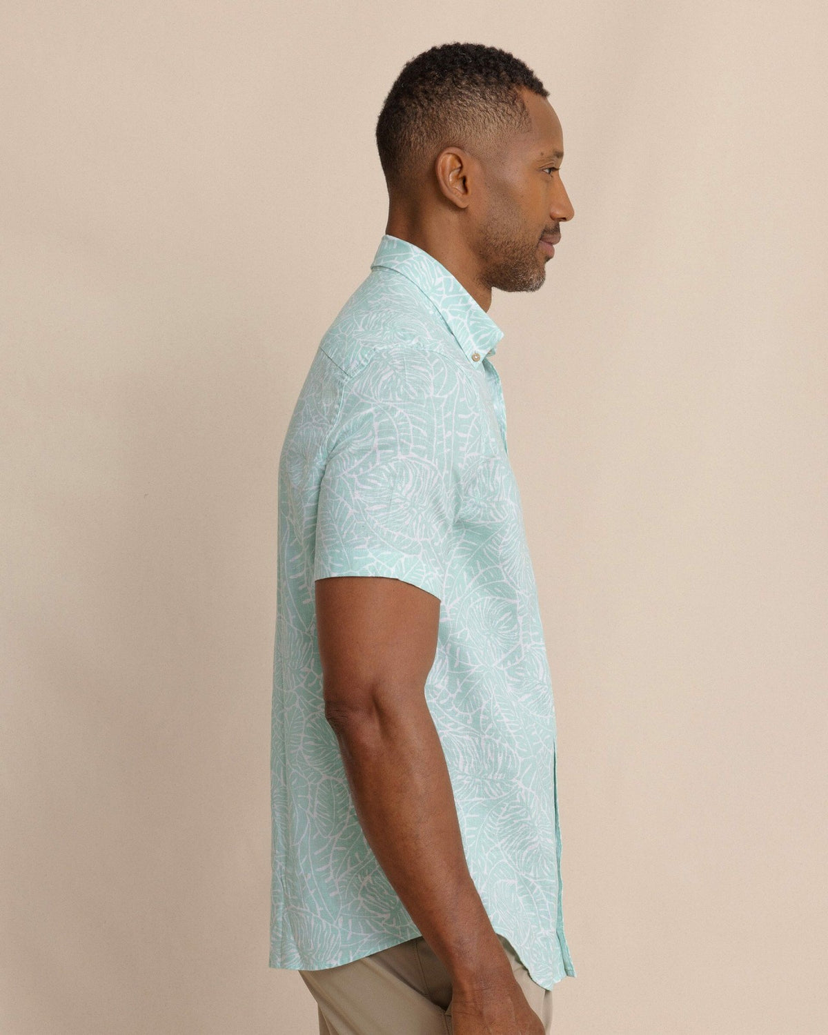 Beach Palms Linen Rayon Short Sleeve Sport Shirt | Southern Tide Men|Sale