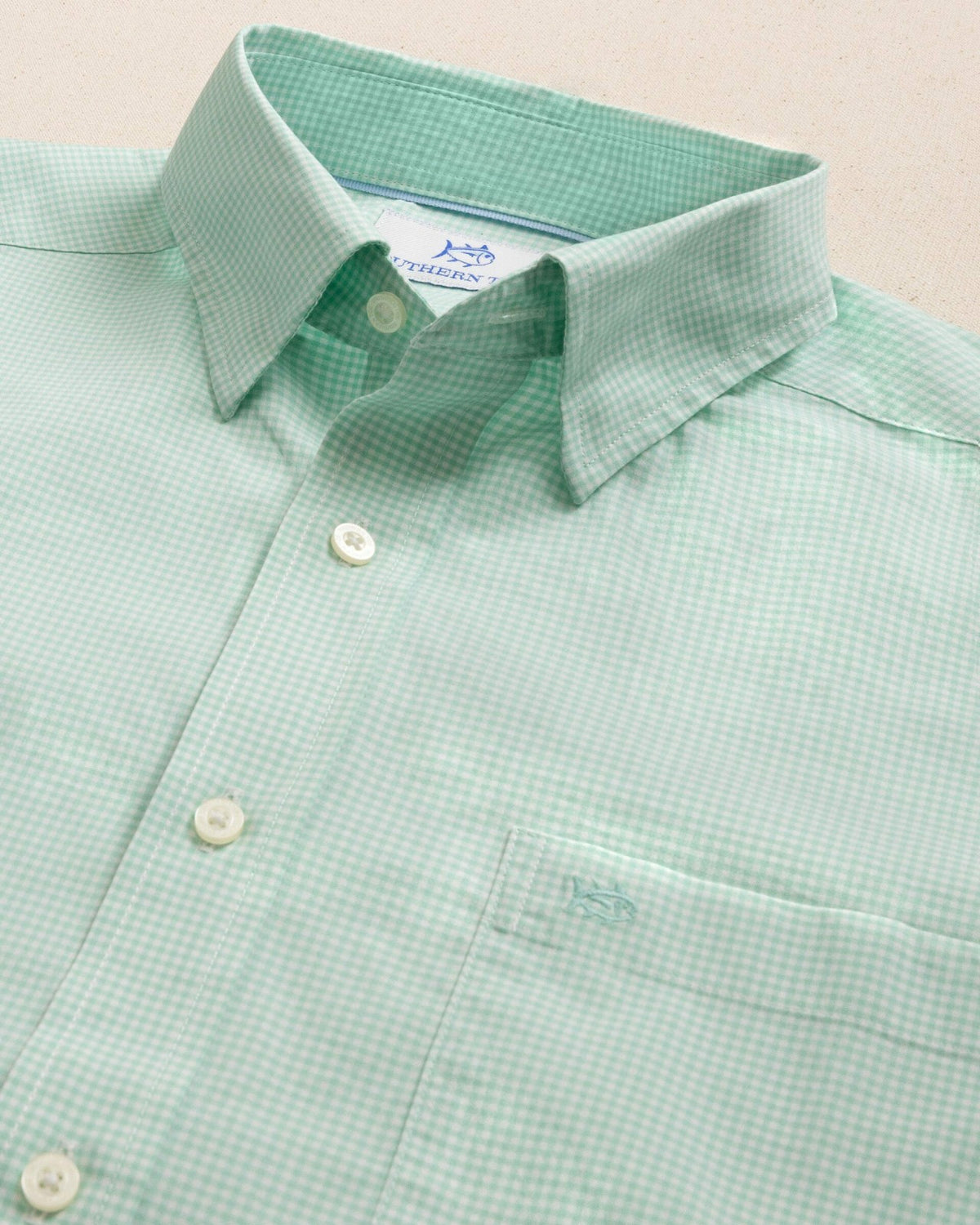 Charleston Parkwood Micro-Gingham Shirt - Green | Southern Tide Men|Sale