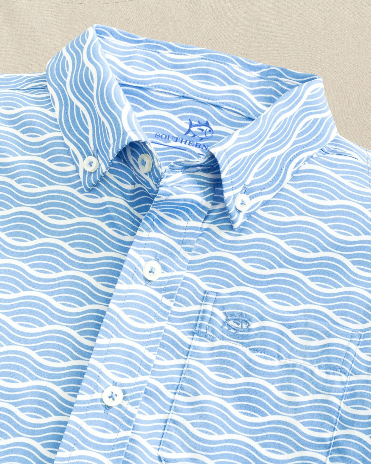 Boys Waves Coastal Breeze® Short Sleeve Sport Shirt | Southern Tide Men|Kids