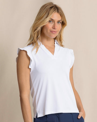 Dayna Active Ruffle Polo Tank | Southern Tide Women