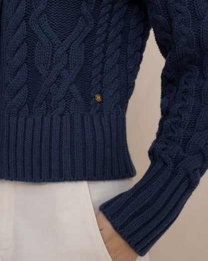 Clarke Cable Knit Cardigan - Dress Blue | Southern Tide Women