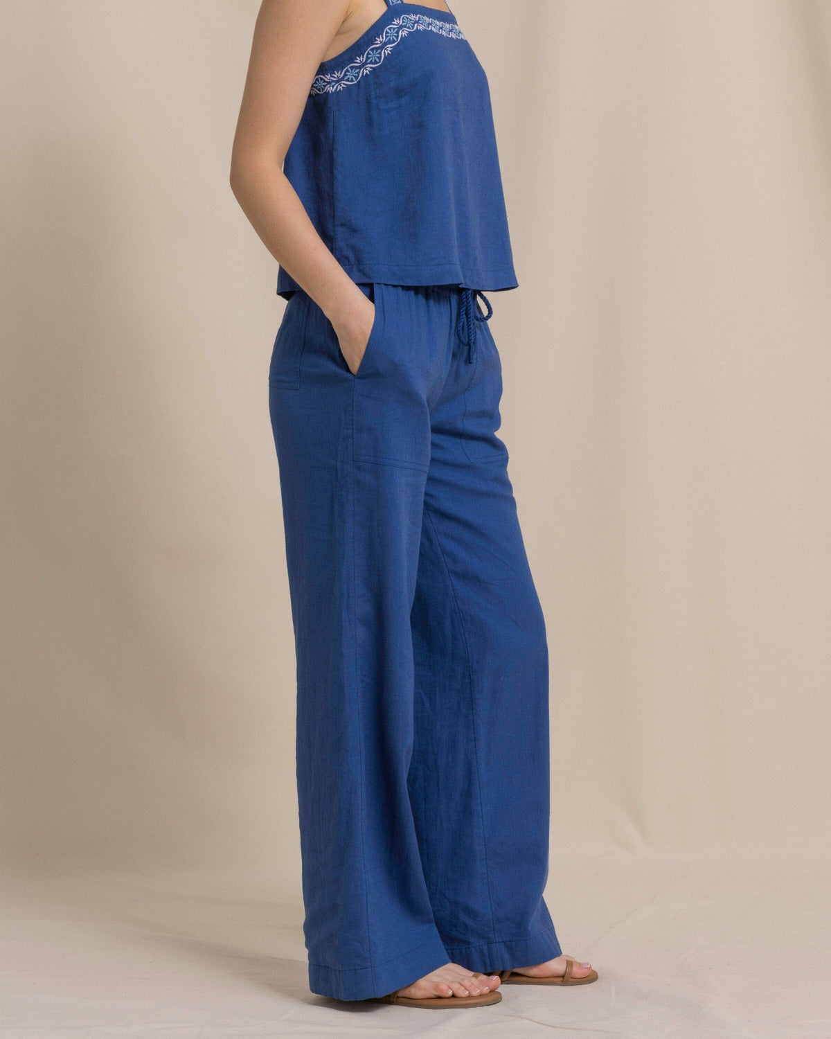 Laken Linen Wide Leg Pant - Nautical Blue | Southern Tide Women