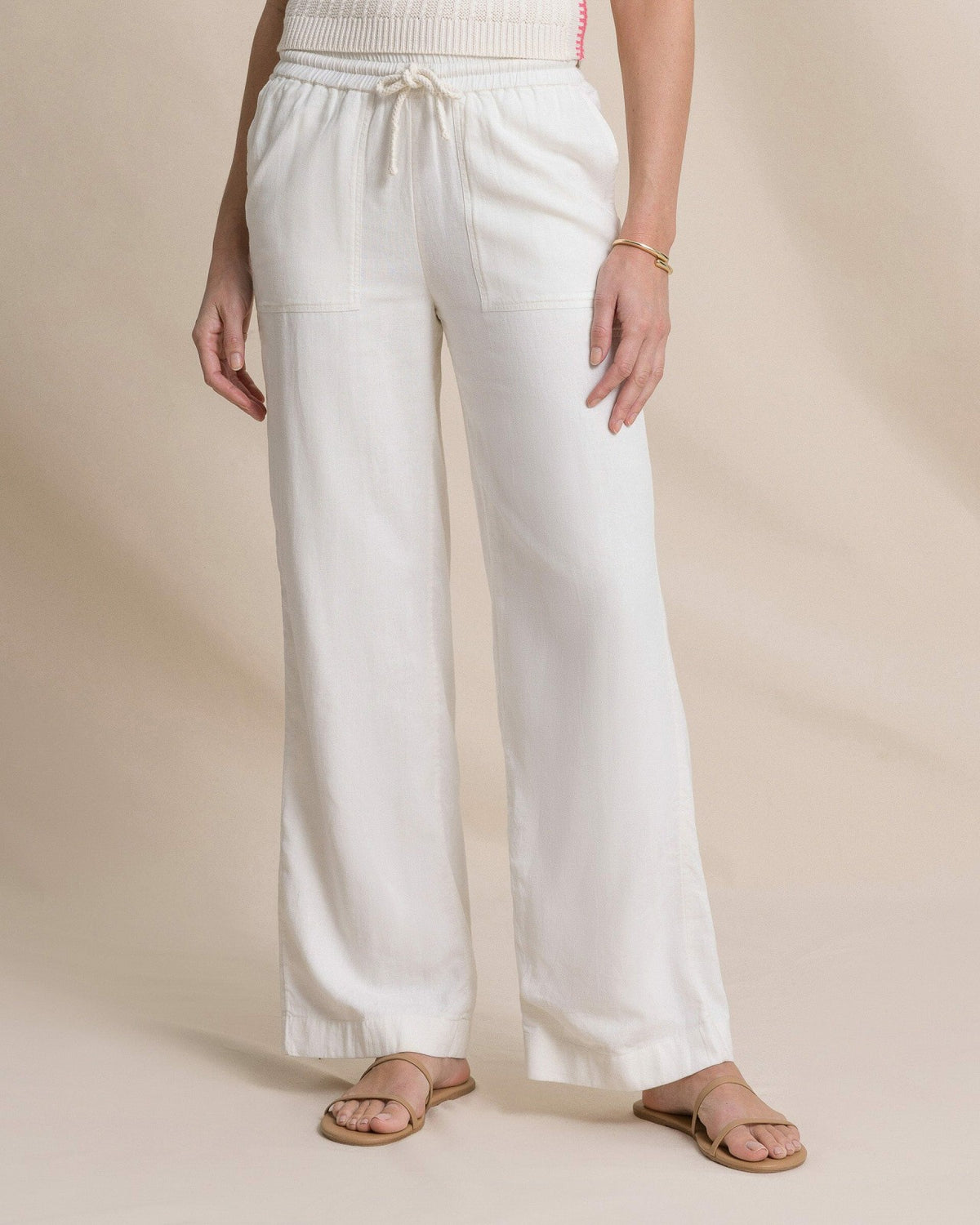 Laken Linen Wide Leg Pant - Sand White | Southern Tide Women