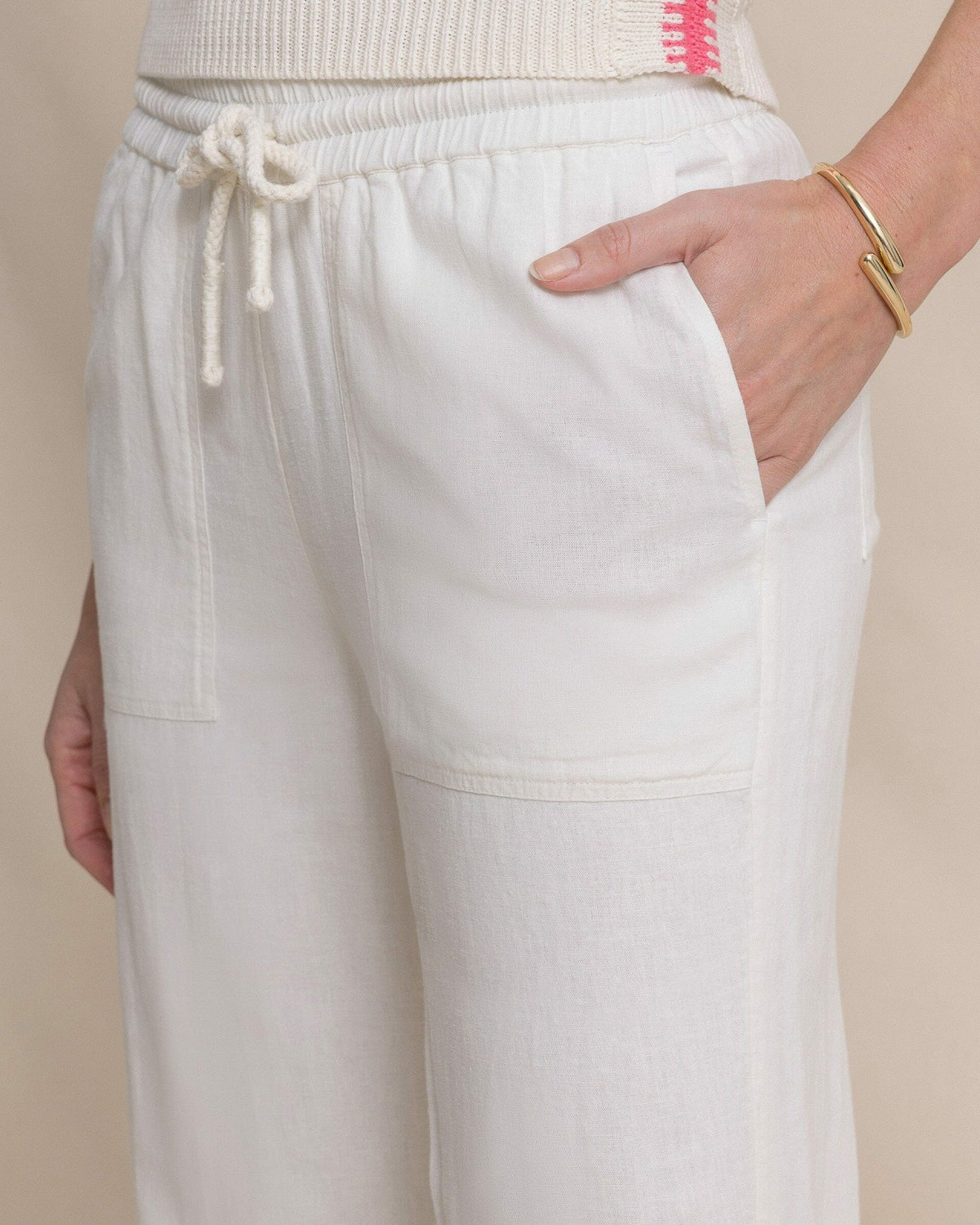 Laken Linen Wide Leg Pant - Sand White | Southern Tide Women