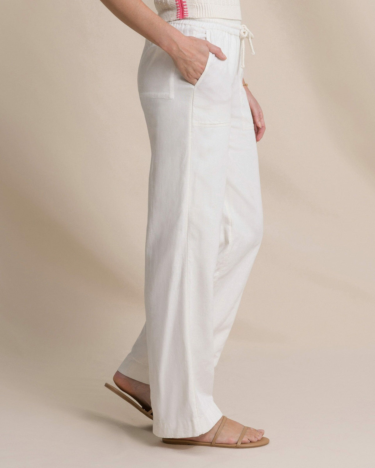 Laken Linen Wide Leg Pant - Sand White | Southern Tide Women