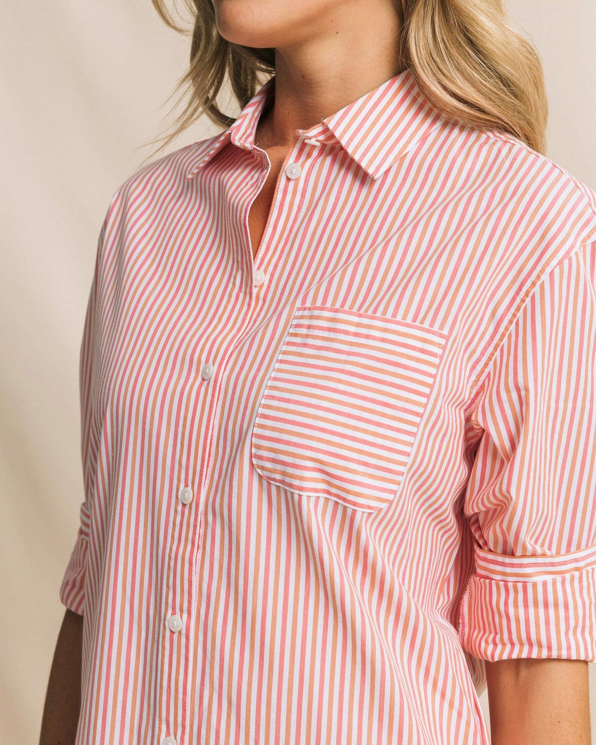 Cam Stripe Poplin Dress - Peaches N' Cream | Southern Tide Women