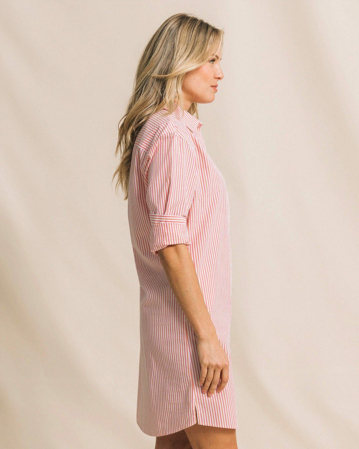 Cam Stripe Poplin Dress - Peaches N' Cream | Southern Tide Women