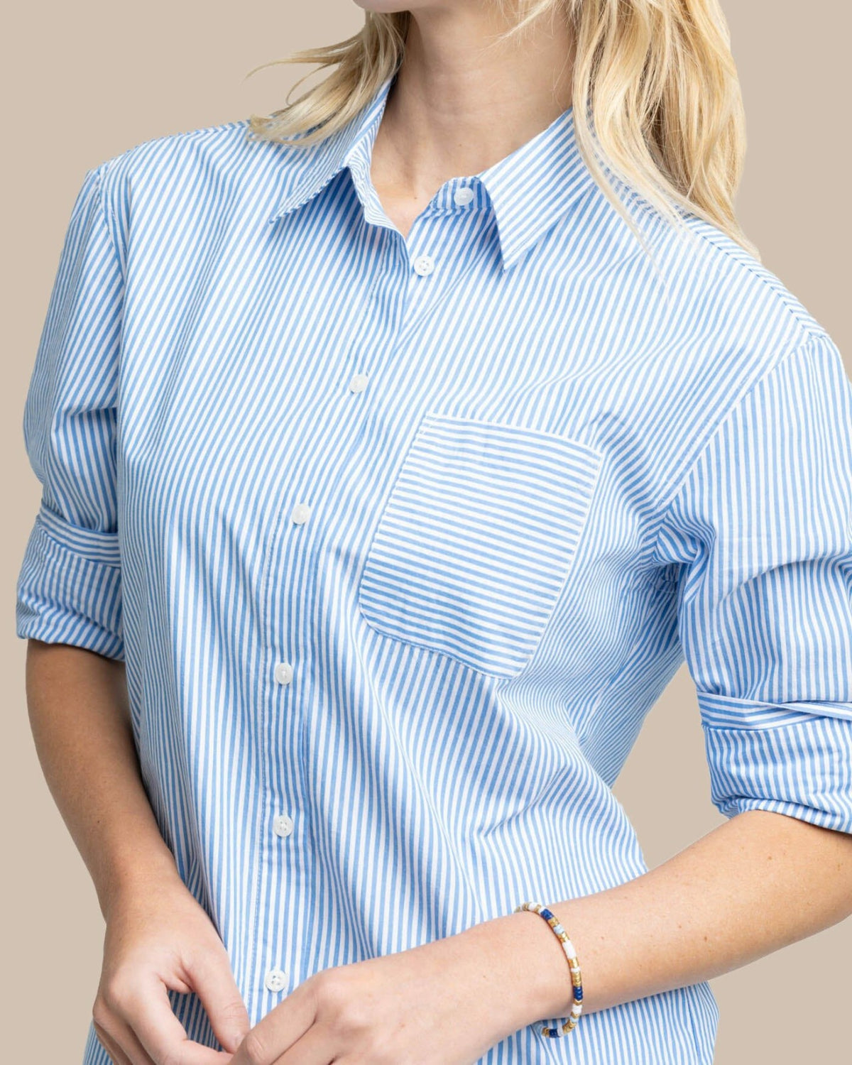 Cam Stripe Poplin Dress - Blue Fin | Southern Tide Women