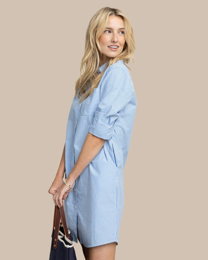 Cam Stripe Poplin Dress - Blue Fin | Southern Tide Women