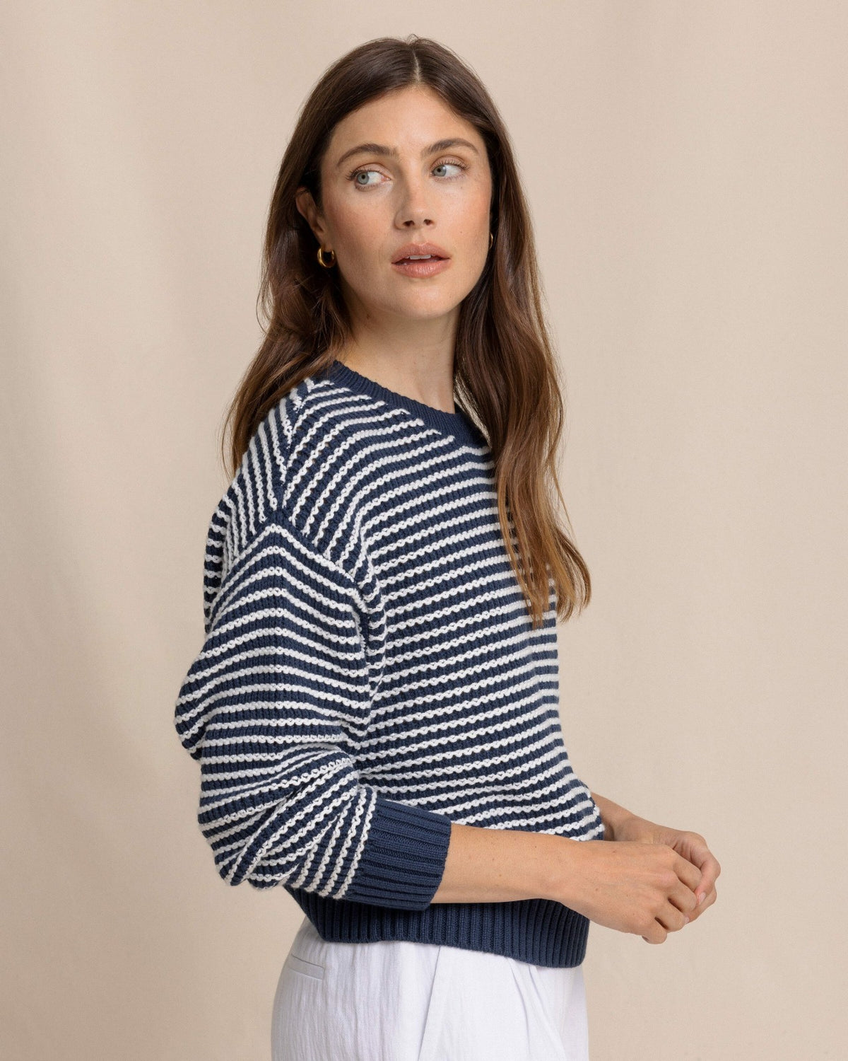 Maggi Stripe Open Stitch Sweater | Southern Tide Women|Sale