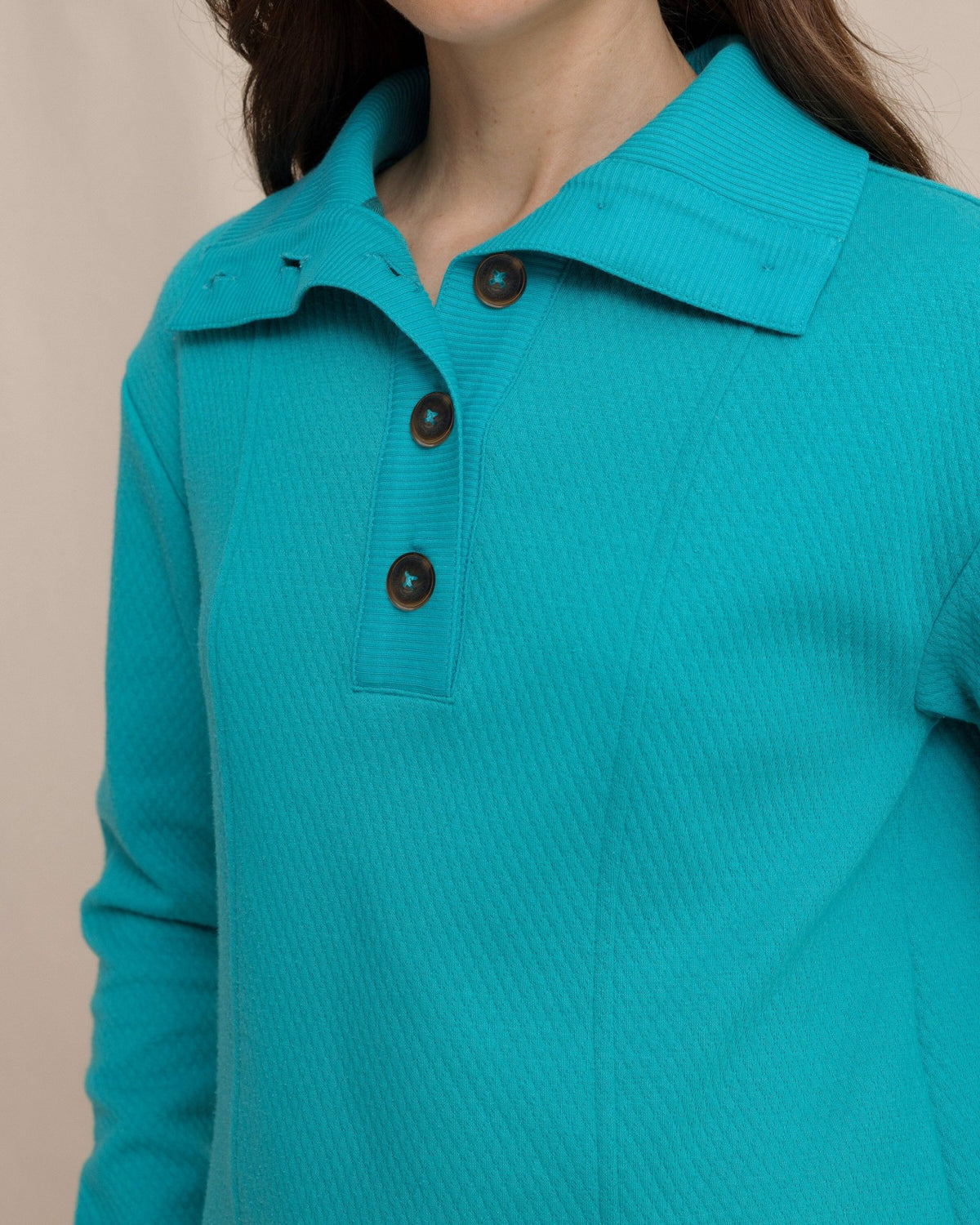 Tonya Button Mock Pullover - Teal | Southern Tide Women|Sale
