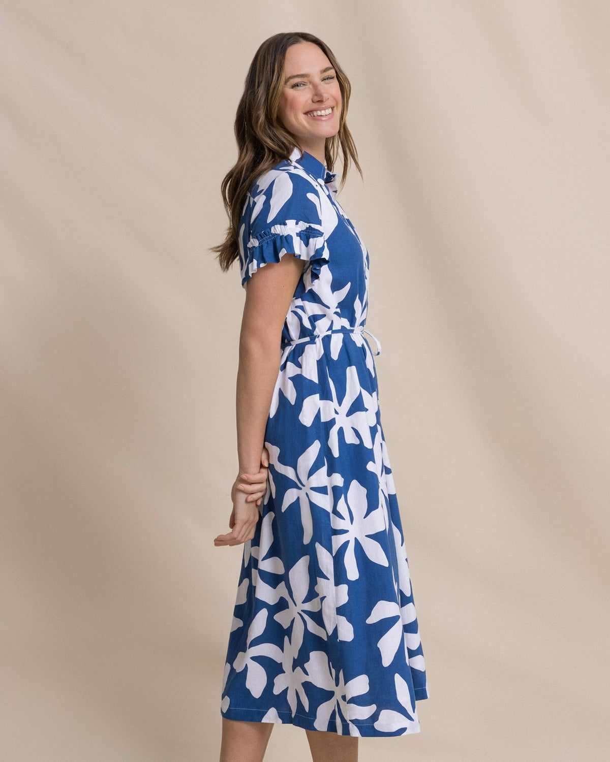 Tyra Printed Ruffle Sleeve Midi Dress | Southern Tide Women|Sale