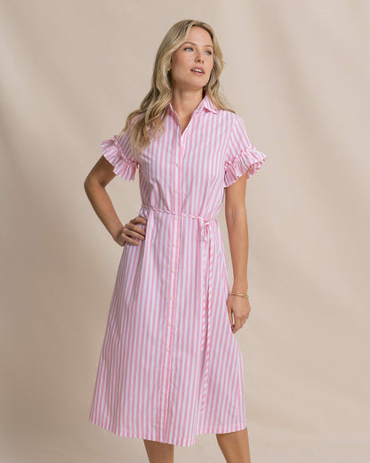 Tyra Striped Ruffle Sleeve Midi Dress | Southern Tide Women|Sale