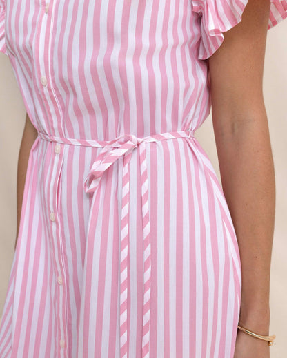 Tyra Striped Ruffle Sleeve Midi Dress | Southern Tide Women|Sale