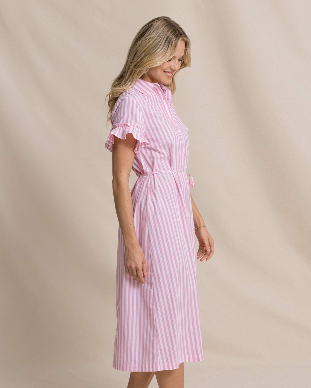 Tyra Striped Ruffle Sleeve Midi Dress | Southern Tide Women|Sale