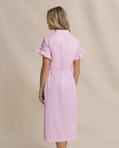 Tyra Striped Ruffle Sleeve Midi Dress | Southern Tide Women|Sale