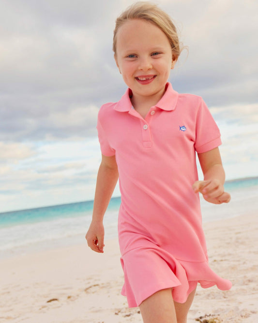 Girls Skipjack Dropwaist Polo Dress - Sea Pink | Southern Tide Women|Kids