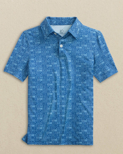 Boys Driver Nautical Flags Printed Performance Polo | Southern Tide Kids
