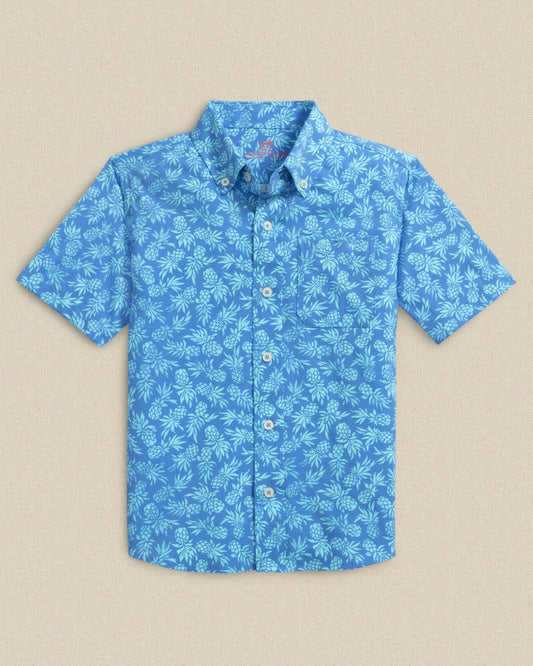Boys Pineapple Parade Short Sleeve Sport Shirt | Southern Tide Kids|Sale