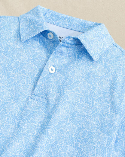 Boys Beach Palms Printed Performance Polo - Blue | Southern Tide Kids|Sale