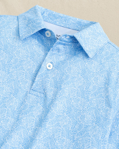 Boys Beach Palms Printed Performance Polo - Blue | Southern Tide Kids|Sale