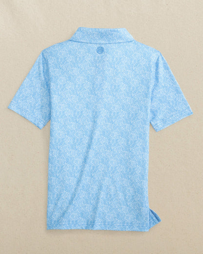 Boys Beach Palms Printed Performance Polo - Blue | Southern Tide Kids|Sale